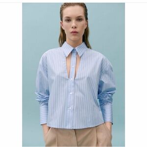 Victoria Beckham Sky Blue Striped Button-Down Shirt